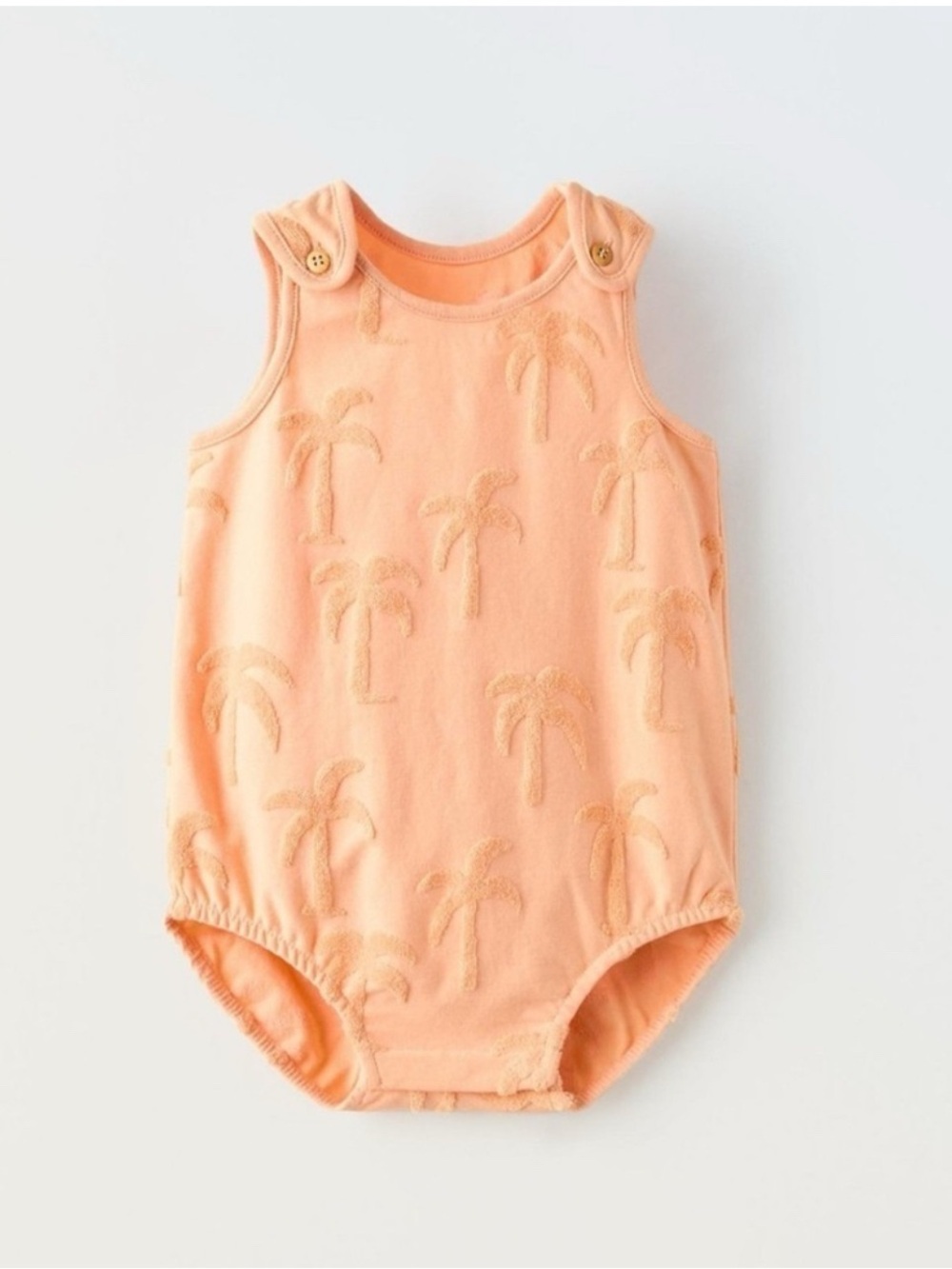 NWT Zara baby girls soft peach colored palm print one piece romper 12-18 months